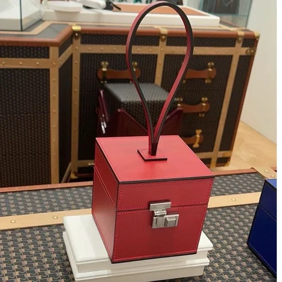 AUTHENTIC Moynat Calfskin Mini Vanity Case Clutch Red